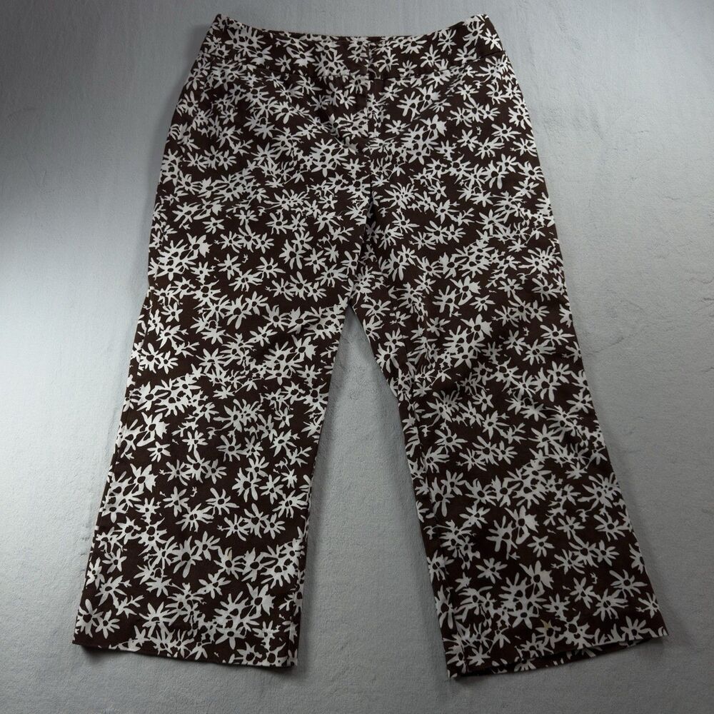 Madison & Max Cotton Capri Pant size 10 Color Brown & White